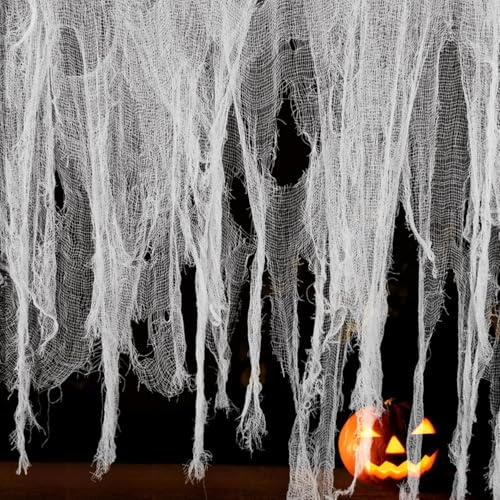 1.5x5.08M Halloween Dekoration Gaze -Gruseliger Stoff | Käsetuch Halloween Dekorationen für die Türen Hallen,Duschvorhänge,Veranden,Decks,Fenster,Tore,Deko Prop
