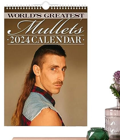 Der Weltbeste Vokuhila-Wandkalender 2024, 21 X 29 Cm, Lustiger, Schrulliger Vokuhila-Haarkalender, Vokuhila-Frisur, 12-Monats-Wandkalenderplaner, Lustiger Kalender 2024-Jahresplaner