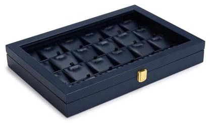 LOSTIS Schmuckkästchen Klein Blaues Schmuck Organizer Tablett Acryl Deckel Premium Leder Schmuckkästchen Transparenter Deckel Schubladeneinsatz Schmuck Vitrine Schmuckbox Jewelry Box (Color : Blue E)