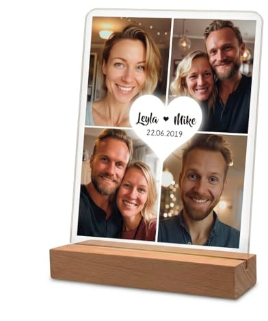 Yuweli® Fotobild auf Acrylglas Hochzeitsgeschenk Foto Geschenk personalisierbar zum Hinstellen Ich Liebe Dich Paar Geschenke personalisierte Geschenke