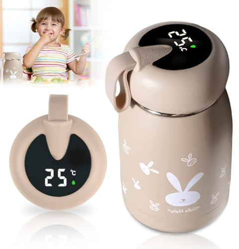 Botella Termica de 320 ml, Termo para Bebé en Movimiento, Botella de Acero Inoxidable con Aislamiento al Vacío, Termo para Niños con Indicador LED de Temperatura, Botella de Beber al Vacío, Ideal para