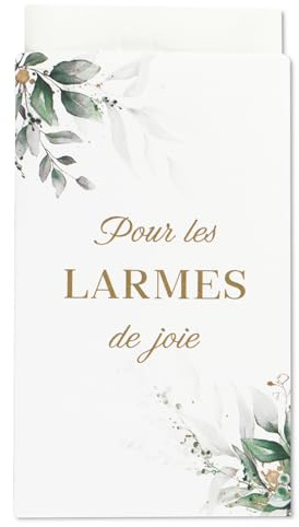Französisch 100 stück Papiertüten pour des larmes de joie Hochzeit Mini Tüten Für die Freudentränen Eukalyptus Verpackung Deko für Taschentücher Gastgeschenke Hochzeitsdeko