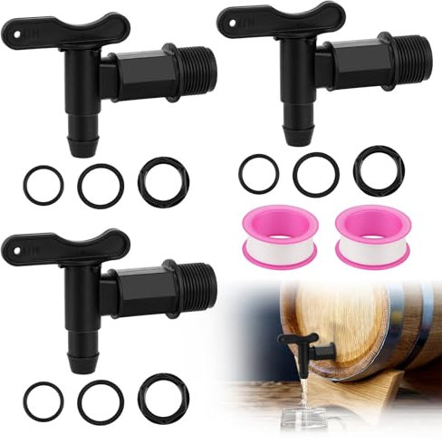 3 Pezzi Rubinetto Del Serbatoio Dell'Acqua in Plastica, Rubinetti di Ricambio in Plastica da 3/4 di Pollice, Con Guarnizione Dado di Fissaggio Nastro Impermeabile, per Pioggia Serbatoi d'Acqua