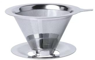 Dauer-Kaffeefilter, Wiederverwendbar Dauerfilte, Silber Weiss Edelstahlfilter, Wiederverwendbarer Filter, Wird zur Filtration von Kaffee und Tee Verwendet (Silber Weiss)