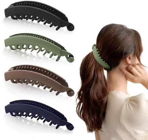4 Stück Banana Clip Dickes Haar Clips Weiblicher Pferdeschwanz, geeignet für lockiges Haar, glattes (A)