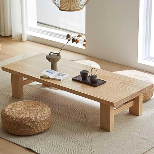 ZJFJMBD Japanischer Bodentisch für Meditation und Teealtar – niedriger Tisch zum Sitzen auf dem Boden, Laptop und Tatami