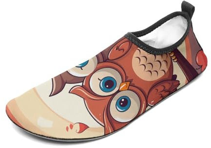 Wasserschuhe für Damen und Herren, schnelltrocknend, Aqua-Socken, Schwimmbad, Barfußschuhe, Paar Cartoon-Eulen-Strandschuhe, Stil 2, 13 UK Men/ 12 UK Women