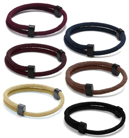 IOURVYA 6 piezas Pulsera Surfista, 15-30 cm Ajustable Pulseras Bohemias Trenzadas Pulseras Surferas Estilo Hippie Pulsera Trenzada Hecha a Mano para Mujeres y Hombres Tobillera