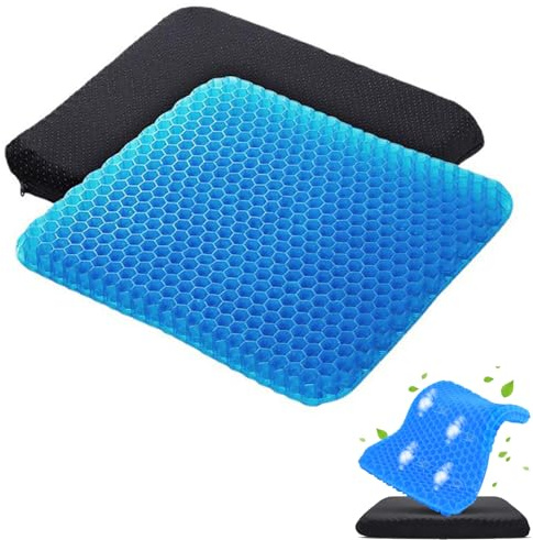 Gel Sitzkissen, Gelkissen Sitzkissen mit rutschfest Abdeckung Sitzkissen Orthopädisch, Wabenstruktur Elastisches Sitzpolster Atmungsaktives Stuhlkissen für Auto, Büro, Rollstuhl