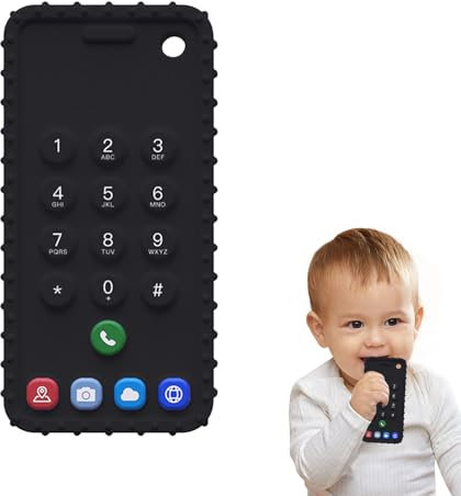 XQMMGO Mordedor de bebé con mando a distancia, juego de juguetes para bebé con mando a distancia, para 3, 6, 12 meses (teléfono negro)