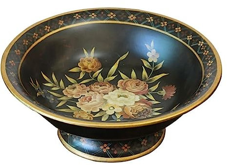 LUTFI Ensaladera Nuevo Frutero de cerámica pintado a mano Retro chino, decoración for el hogar y la sala de estar, Plato de frutas de porcelana negra, cuenco for dulces Hogar y Cocina