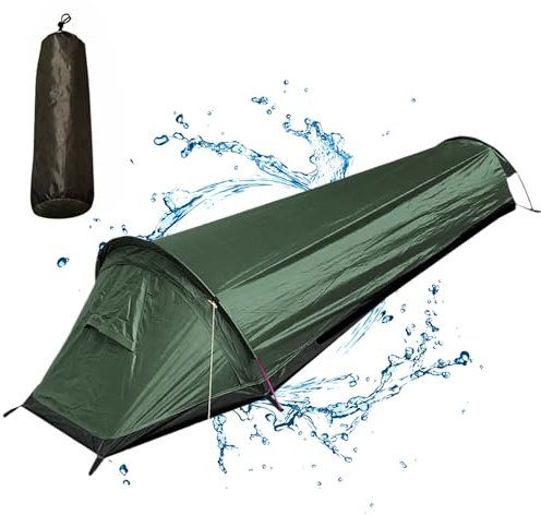 EIN Mannzelt, Ultraleicht und wasserdichtes 1 -Mann -Zelt, atmungsaktives 1 -Personen -Zelt mit feinem Netz, tragbares Rucksackzelt mit Tragetasche zum Wanderungs -Camping -Bergsteiger, 1 Person Zelt