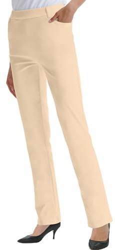 LaiEr Pantalones de traje de suéter de bota para mujer con bolsillos, pantalones de oficina, pantalones de negocios casuales, pantalones de yoga de trabajo con piernas rectas, caqui, XXL