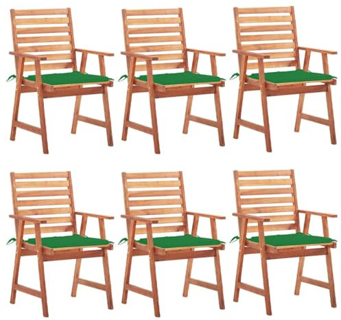 Sufrk Garten-Essstühle 6 STK. mit Kissen Massivholz Akazie Stuhl DraußEn TerrassenstüHle - 3078352