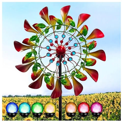 Solar WindmüHle Garten XXL 210cm Groß Magische WindmüHle Aus Metall Groß XXL Wetterfestes Gartendeko