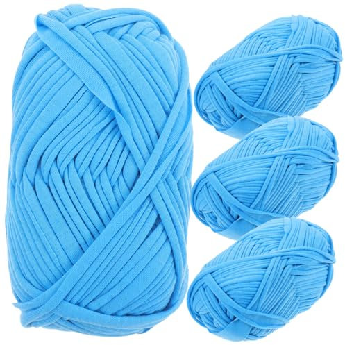 CIMAXIC 4 Rollen Wollknäuel bastelkasten Knitting Wool strickanzug Crochet Set Knit Set Garn zum Stricken Häkelnadel Plüschgarn Einfädler DIY Webseil Garn zum Häkeln Abstand Polyester Blue