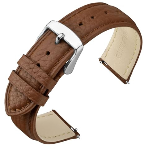 ANNEFIT Uhrenarmband 16mm 18mm 19mm 20mm 22mm Leder, Schnellverschluss Armband mit Weich Gepolstert für Herren Damen