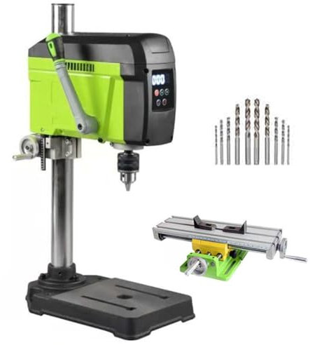 Mini taladro de columna, taladro de banco de alta precisión con pantalla digital, 2500 rpm, máquina de perforación eléctrica para proyectos de bricolaje de madera