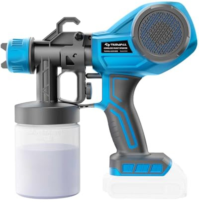 Tilswall Pistola de Pintura HVLP Pulverizador de Pintura Electrica con Flujo de 550 Ml/Min, 4 Boquillas y 3 Patrones, Compatible con batería Makita de 18V(Sin batería)
