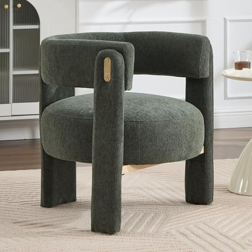 chairus Butaca Salón de Lino Sillón Dormitorio de Vestidor con Patas de Madera, Silla Lectura Habitación Moderna con Reposabrazos para Hogar/Sala de Estar,Verde