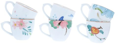 Zerodeko 6 Piezas Tazas de Pintadas Mano de Cerámica Utensilios para Infusión de y Portátiles y para Uso Doméstico y Oficina