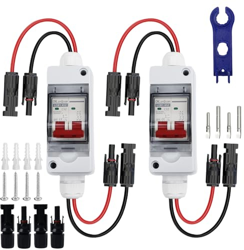 BAIFULAI 2 Stück DC Trennschalter PV Anlage, PV Sicherungsautomat 32A DC 500V mit 260mm Kabel, IP65 Wasserdicht Leitungsschutzschalter für Photovoltaik Modul Anlage Solaranlage Balkonkraftwerk