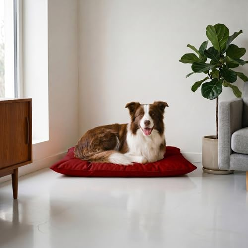 Maxy Cuscinone Cane e Gatto ELEGANT – Cuscino per Animali Domestici Imbottito e Trapuntato, in Microfibra, 60x100 cm, Materassino Morbido e Confortevole per Cani Taglia Piccola/Media/Grande, Rosso