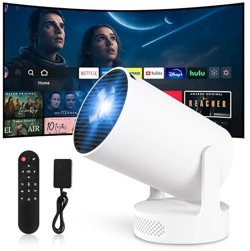 [App intégrée] Vidéoprojecteur 2025 Rétroprojecteur Portable Projecteur Video 170ASIN Mini Projecteur WiFi 6 BT5.4 180° Rotation HDMI/TV Stick/USB Haut-Parleur Externe(300ultra)