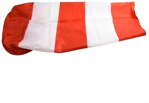 Gdfnmogo Manche à air d'aéroport en polyester rouge et blanc de 60 cm avec bandes réfléchissantes, durable et imperméable, indicateur de direction du vent pour jardin extérieur, (100 cm)