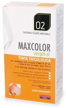 promo 1 pezzo Vital Factors Italia Maxcolor Vegetal Tinta Tricologica, 02 Castano Scuro Naturale, 1x140 ml
