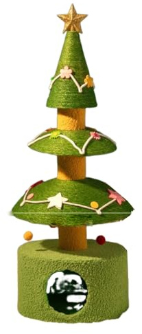 CLSSLVVBN Árbol de Navidad para Gatos, árbol de Navidad con casita para Gatos. Mueble Resistente, fácil de Montar, Peso Adecuado para Habitaciones, Verde - 3er Piso