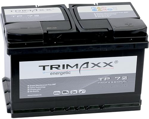 TRIMAXX Autobatterie 72Ah 12V 650A/EN mehr Startkraft Starterbatterie ersetzt 68AH 70AH 72AH 74AH 75AH 80AH, PKW