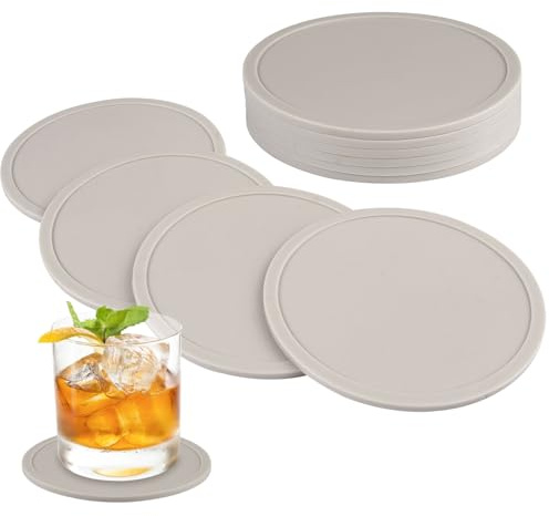 10 Piezas Posavasos Silicona Beige, Base Lavable para Tazas