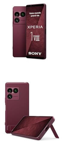 Sony Xperia 1 VIII - Pantalla OLED HDR FHD+ de 6,5 19,5:9 120Hz, Triple cámara con Nuevo teleobjetivo, Xperia AI, Batería 2 días, Audio 3,5 mm, Dual SIM, Rojo Granate + Funda