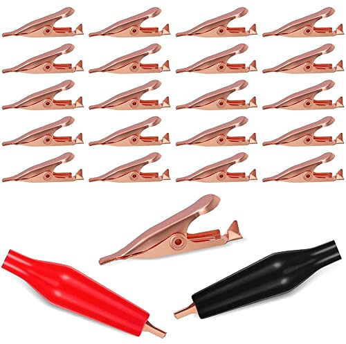 Cryofu 20 mini morsetti a coccodrillo denti, in rame massiccio, elettrici, 5 A, con copertura isolante per stagno