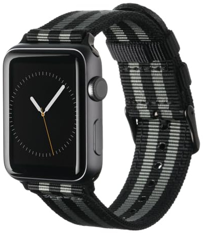 Archer Watch Straps - Premium Nylon Straps for Apple Watch (Black/Gray, Black, 44/45/46/49mm)