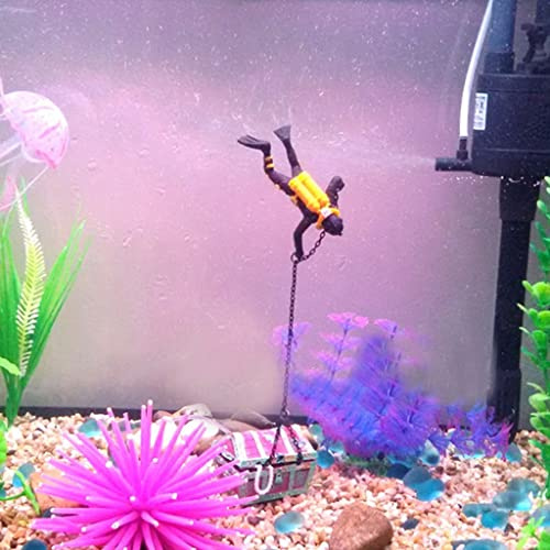 Sharplace 2pcs Schwarz Taucher für Luftblasen Aquarium Fish Tank Deko, Treasure mit Schatzsucher Figur
