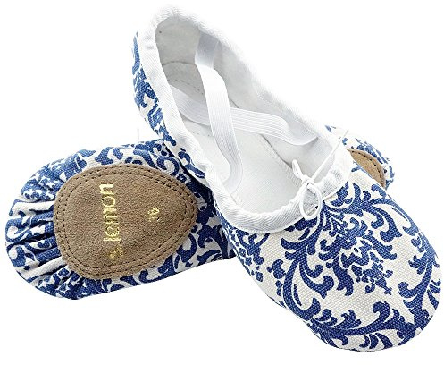 S.lemon Vackert Blått och Vitt Porslin Dubbelskikt Kanvas Balett Dansskor Tofflor (Blue,38EU)