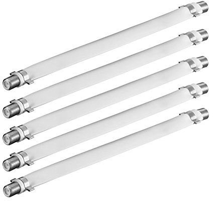 PerfectHD 5X SAT Kabel Fensterdurchführung | 20 cm | F-Buchse > F-Buchse | Flachkabel für Fenster & Türen | Koax Durchführung Kupplung Flach Kabel | Weiß | 5 Stück