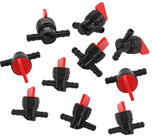 AISEN 10 Stück Benzinhahn Absperrhahn Kraftstoffhahn E/A 6,35mm Ersetzt für Briggs & Stratton 698183 494768 493960 491860, Wolf 2058063 2059063 AM36141 AM107340