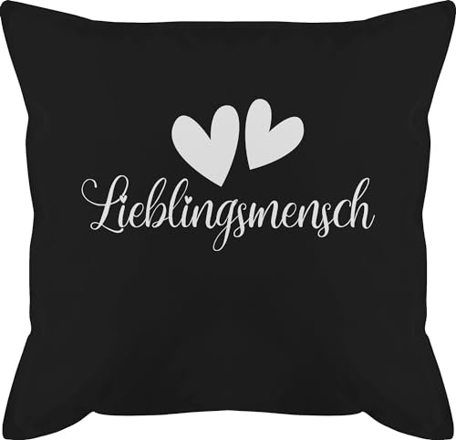 Kissen 50x50 - Valentinstag Partner Ideen - Lieblingsmensch - 50 x 50 cm - Schwarz - partnerkissen pärchen geschenke walentinstag paare motivkissen partnerpillow jahrestag geschenk fuer ihn liebe