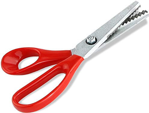 Zackenschere Stoffschere Textilschere Zickzack-Schere - Schneiderschere Bastelschere Rostfrei 20 cm ideal für Textilien und Papier (Kunststoffgriff Verchromt)