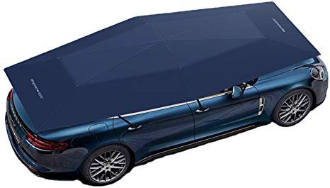 Tenda per Auto Completamente Automatica Ombrello per Auto con Parasole per Veicoli Telo Copriauto Antivento in Tessuto Oxford, Telecomando Pieghevole, Isolamento del Tetto Dell'auto,Blue,4.8m