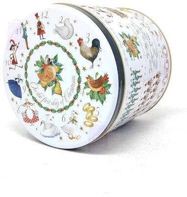 Farmhouse Biscuits Twelve Days of Christmas Biscuit Tin with Assorted Biscuits | Chocolate Orange, Honey & Oat, Fruit & Spice | 450G