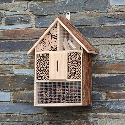 CKB LTD Large Natural Wood Bark Insect Bug Hotel - For Bees Ladybirds Butterfly House Wooden Outside Shelter Garden Nest Garden Home Outdoor Habitat House - Large 30 x 10 x 39cm