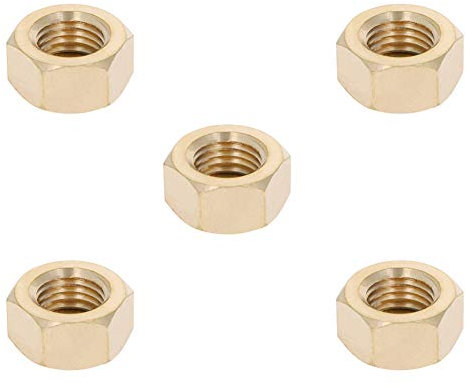 MroMax - 5 dadi esagonali, M16 x 1,5 mm, filettatura grossa metrica esagonale, finitura in ottone, resistente alla ruggine, per uso interno ed esterno