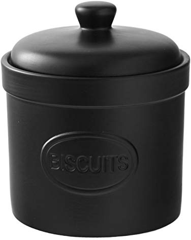 BIA International - Biscuit Barrel - Matte Black - Matte Storage Jar - Stoneware Kitchen Storage - Biscuit Barrel - Kitchen Storage & Organisation - Available in White and Black