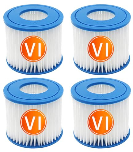 YanBan 4 filtros de Cartucho de bañera de hidromasaje para Best-Way, tamaño Vi, Cartucho de Filtro de Repuesto Compatible con Lay-Z-SPA, Miami, Vegas, Palm Springs, Paris Monaco