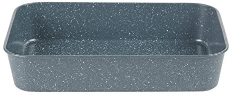 Russell Hobbs RH01832EU Fuente para horno profunda de la colección Nightfall Stone, bandeja de horno antiadherente, libre de pfoa, acero al carbono, 40 cm, chapa negra, esmaltada, mármol azul