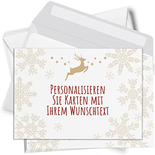 Einladungskarten Manufaktur Hamburg 8 Weihnachtskarten - mit Ihrem Text PERSONALISIERT - Rentier modern - mit Umschlägen, Grußkarte Postkarte Weihnachten weihnachtlich